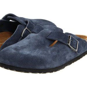 Birkenstock vintage Navy Blue Suede Boston Clogs Old Stock